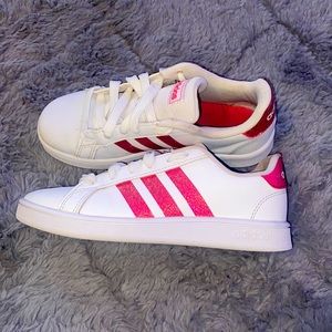 Girls Adidas Sneakers Size 2. Pink Glitter